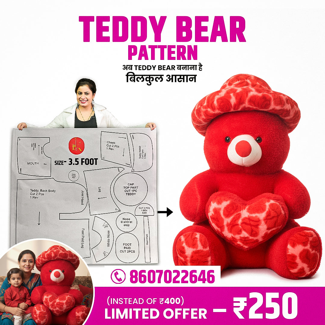 🧸 Teddy Bear Pattern – 3.5 Foot Size